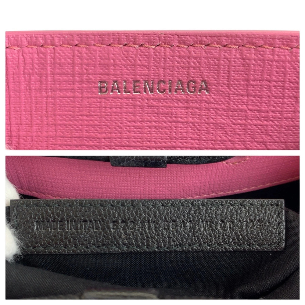 BALENCIAGA Shopping Tote XXS Pink Black Silver Hardware Leather 572411 Bag Sh... - Picture 3 of 10